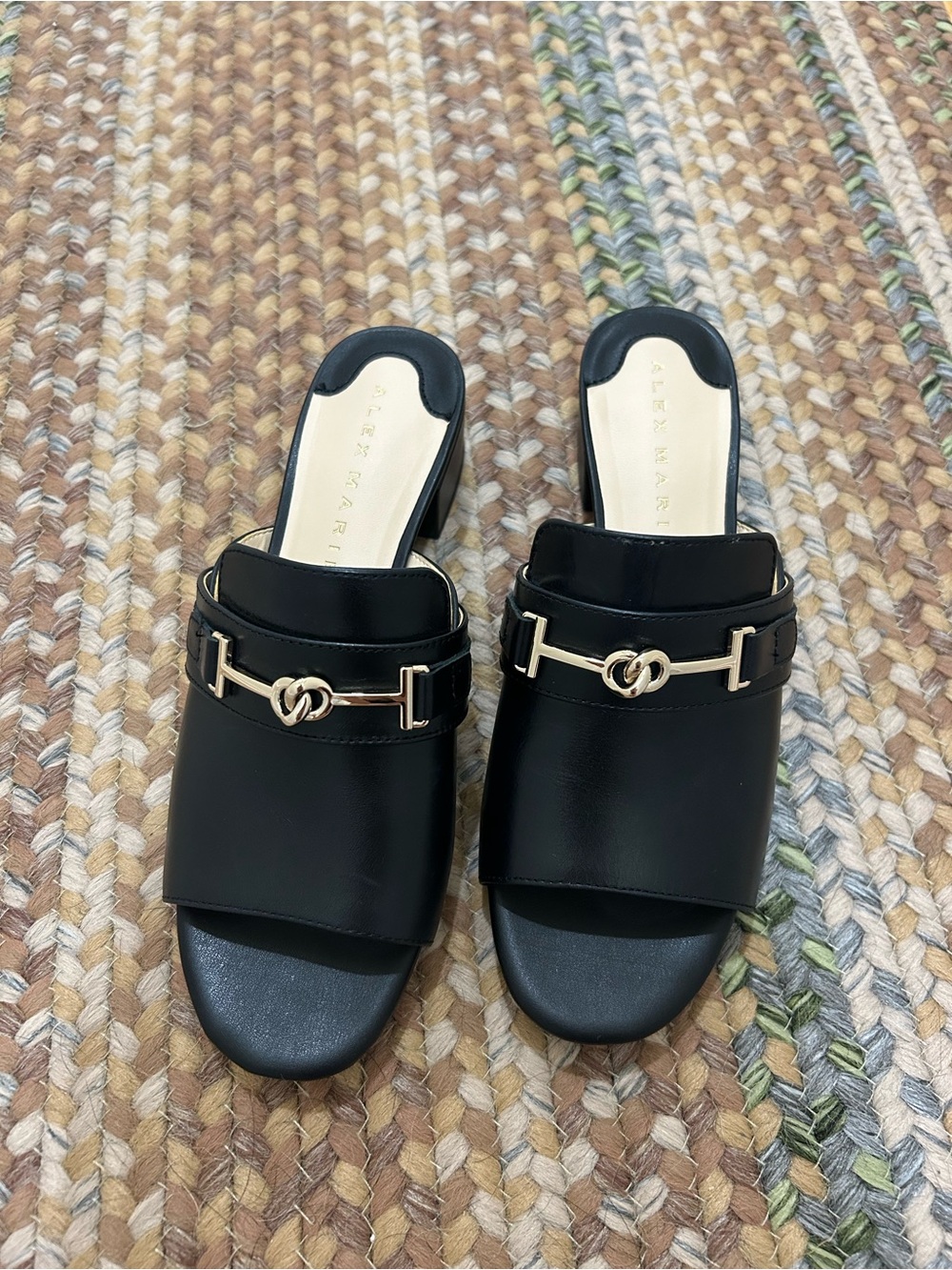 Alex and Ani Black Slide Mules